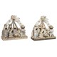 Рождествена Коледна Сцена DKD Home Decor Син Бял Кафяв Смола 23,5 x 8 x 20,5 cm (2 броя)