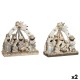 Рождествена Коледна Сцена DKD Home Decor Син Бял Кафяв Смола 23,5 x 8 x 20,5 cm (2 броя)