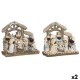 Рождествена Коледна Сцена DKD Home Decor Син Бял Кафяв Смола 20 x 7 x 17,5 cm (2 броя)
