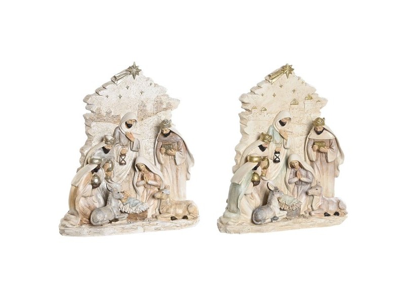 Рождествена Коледна Сцена DKD Home Decor Син Бял Розов Смола 24 x 8 x 27,5 cm (2 броя) Рождествена Коледна Сцена DKD Home Decor Син Бял Розов Смола 24 x 8 x 27,5 cm (2 броя)