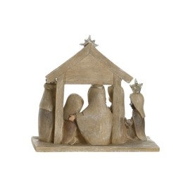 Рождествена Коледна Сцена DKD Home Decor Син Кафяв Златен Смола 17 x 7 x 15,5 cm 7 x 7 x 15,5 cm (2 броя)