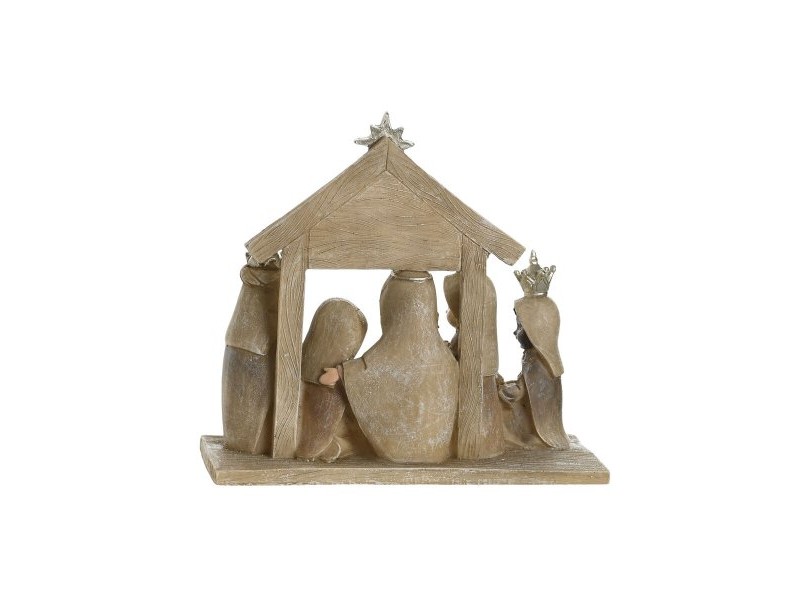 Рождествена Коледна Сцена DKD Home Decor Син Кафяв Златен Смола 17 x 7 x 15,5 cm 7 x 7 x 15,5 cm (2 броя)