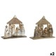 Рождествена Коледна Сцена DKD Home Decor Син Кафяв Златен Смола 17 x 7 x 15,5 cm 7 x 7 x 15,5 cm (2 броя)