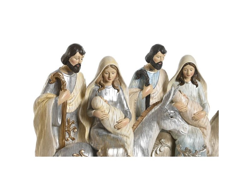 Рождествена Коледна Сцена DKD Home Decor Син Бял Кафяв Сребрист Смола 23,5 x 16 x 32 cm (2 броя)