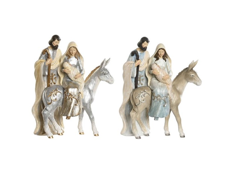 Рождествена Коледна Сцена DKD Home Decor Син Бял Кафяв Сребрист Смола 23,5 x 16 x 32 cm (2 броя)