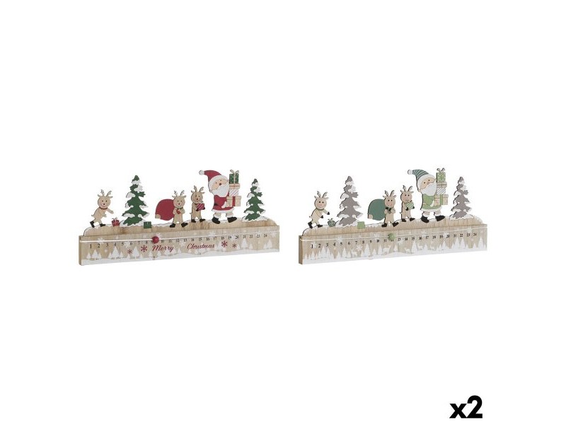 Коледен Календар DKD Home Decor Дървен MDF 45 x 1 x 19 cm 45 x 2 x 19 cm (2 броя)