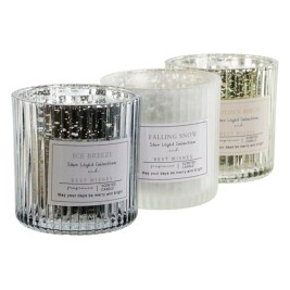 Свещ DKD Home Decor Бял Златен Сребрист 8,8 x 8,8 x 9 cm (3 броя)