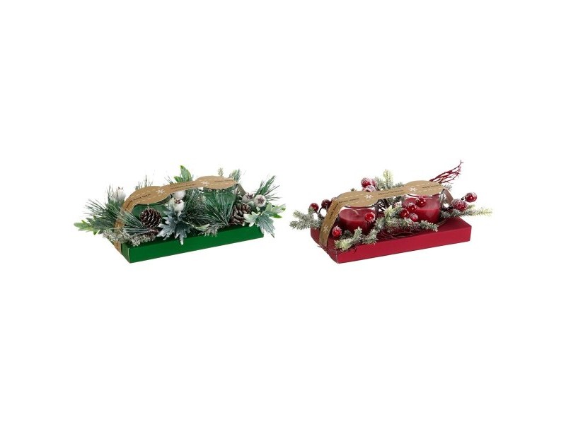 Свещ DKD Home Decor Червен Зелен 5,5 x 5,5 x 6,5 cm (2 броя)