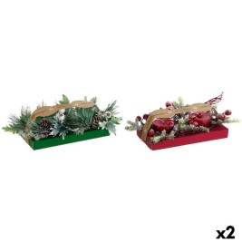 Свещ DKD Home Decor Червен Зелен 5,5 x 5,5 x 6,5 cm (2 броя)