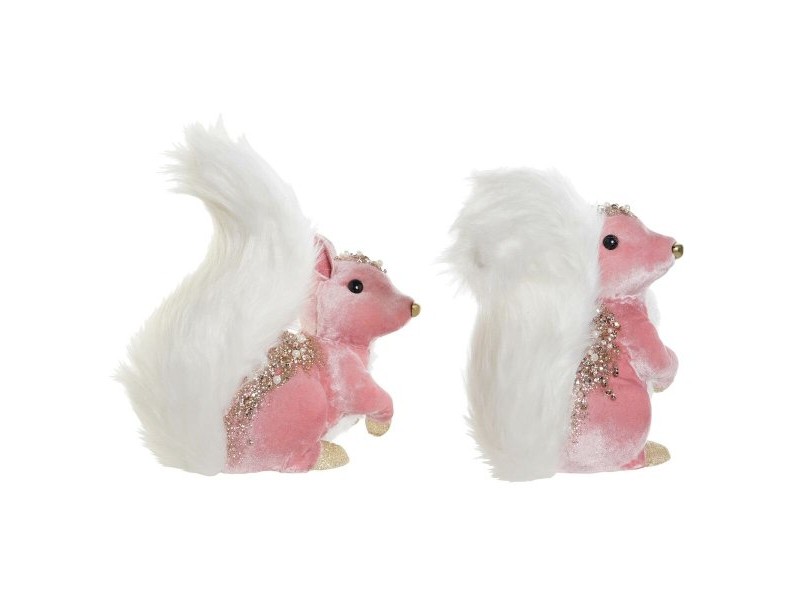 Коледна Украса DKD Home Decor Бял Розов Катерица 20 x 11 x 22 cm (2 броя)