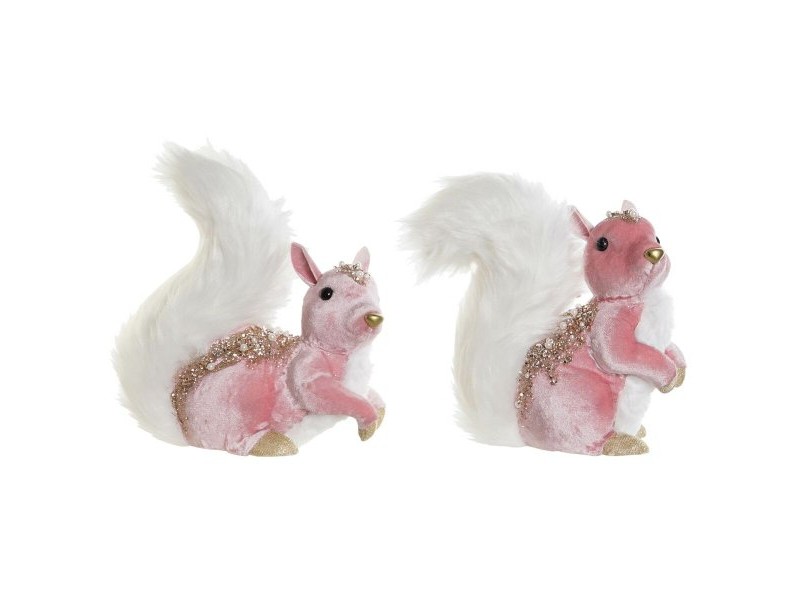Коледна Украса DKD Home Decor Бял Розов Катерица 20 x 11 x 22 cm (2 броя)