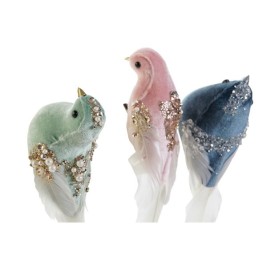 Коледна Украса DKD Home Decor Многоцветен Птици 25 x 7 x 6 cm (3 броя)