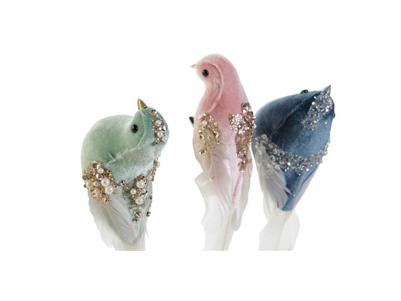 Коледна Украса DKD Home Decor Многоцветен Птици 25 x 7 x 6 cm (3 броя)
