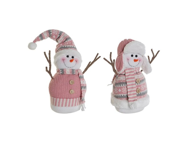 Снежен човек DKD Home Decor Бял Кафяв Розов 30 x 16 x 33 cm (2 броя)