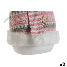 Снежен човек DKD Home Decor Бял Кафяв Розов 30 x 16 x 33 cm (2 броя)
