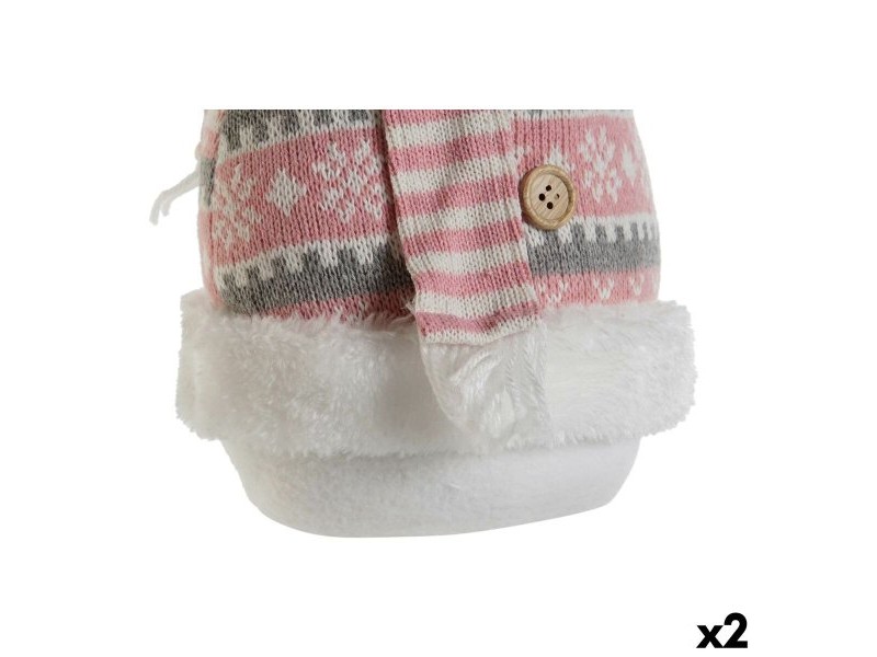 Снежен човек DKD Home Decor Бял Кафяв Розов 30 x 16 x 33 cm (2 броя)