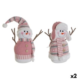 Снежен човек DKD Home Decor Бял Кафяв Розов 30 x 16 x 33 cm (2 броя)