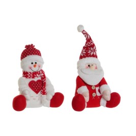 Коледна Украса DKD Home Decor Бял Червен 24 x 14 x 30,5 cm (2 броя)
