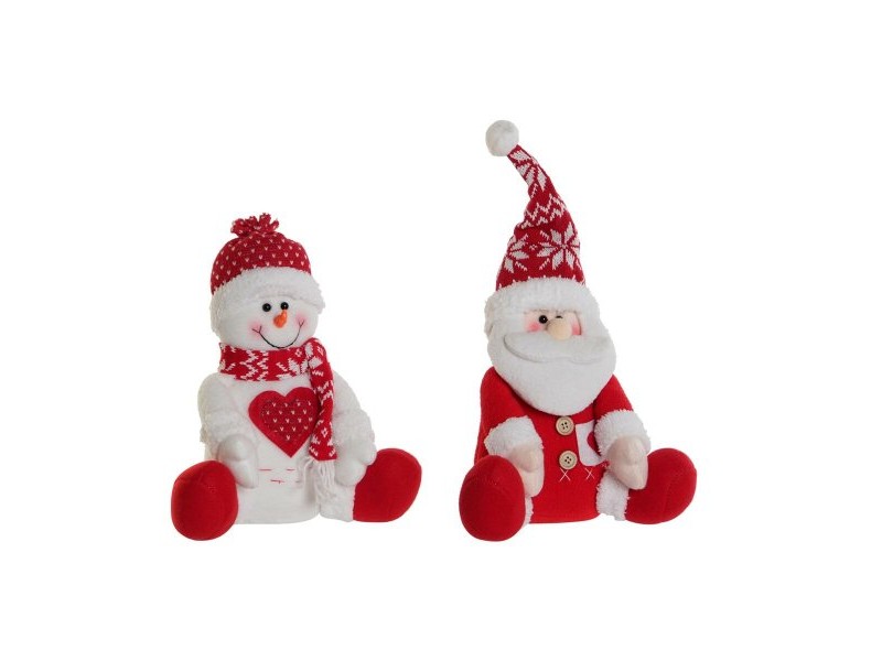 Коледна Украса DKD Home Decor Бял Червен 24 x 14 x 30,5 cm (2 броя)