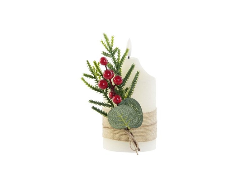 LED Свещ DKD Home Decor Бял 7 x 7 x 12 cm (AA)