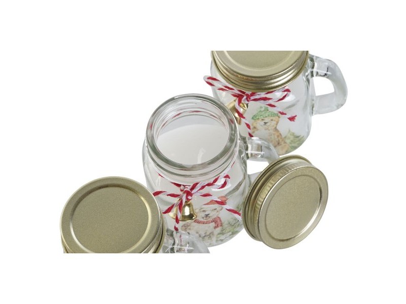 Свещ DKD Home Decor Бял Златен Коледа 8 x 5 x 9 cm (3 броя)