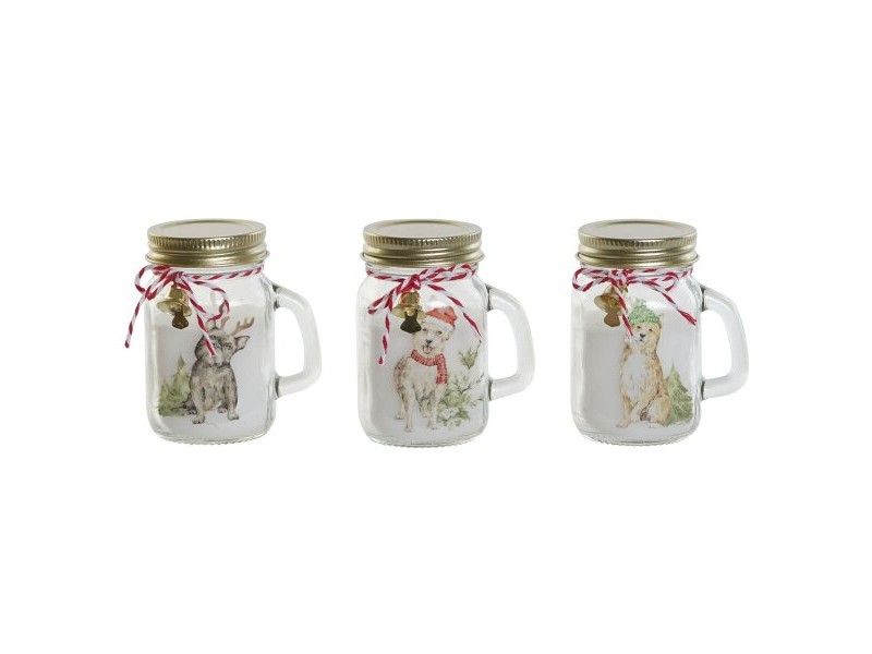 Свещ DKD Home Decor Бял Златен Коледа 8 x 5 x 9 cm (3 броя)