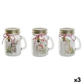 Свещ DKD Home Decor Бял Златен Коледа 8 x 5 x 9 cm (3 броя)