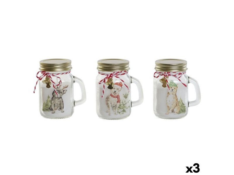 Свещ DKD Home Decor Бял Златен Коледа 8 x 5 x 9 cm (3 броя)