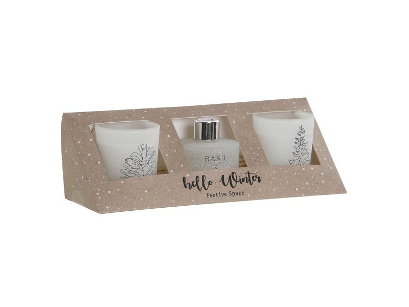 Комплект Свещи DKD Home Decor Бял Коледа 5 x 5 x 6 cm