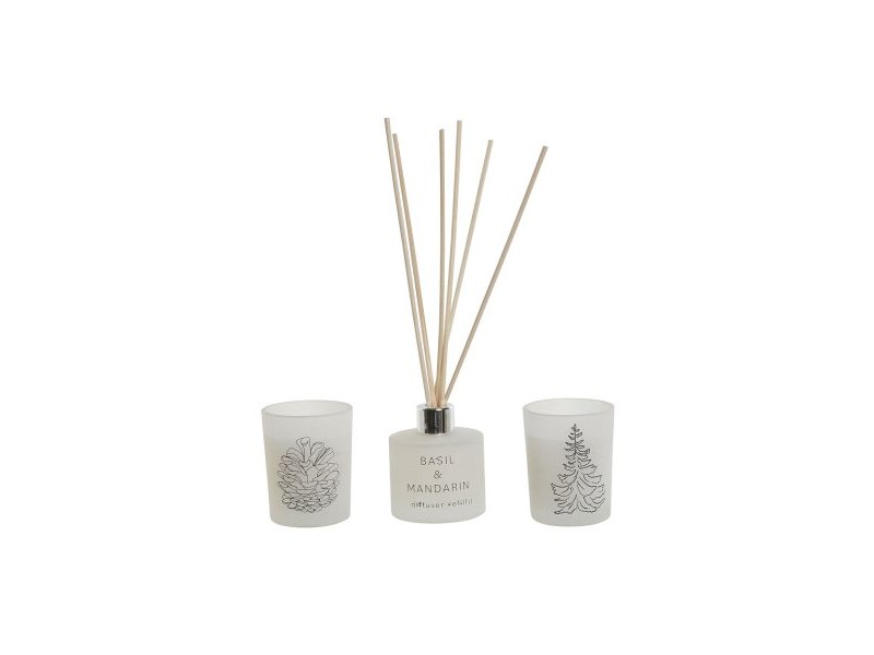 Комплект Свещи DKD Home Decor Бял Коледа 5 x 5 x 6 cm
