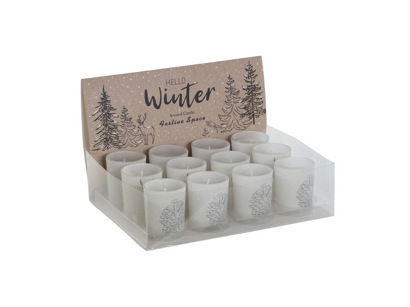 Свещ DKD Home Decor Бял Коледа 5 x 5 x 6 cm (3 броя)
