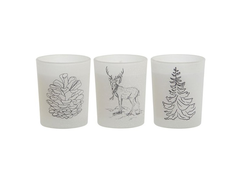 Свещ DKD Home Decor Бял Коледа 5 x 5 x 6 cm (3 броя)