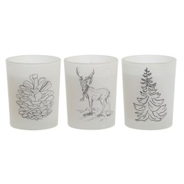 Свещ DKD Home Decor Бял Коледа 5 x 5 x 6 cm (3 броя)