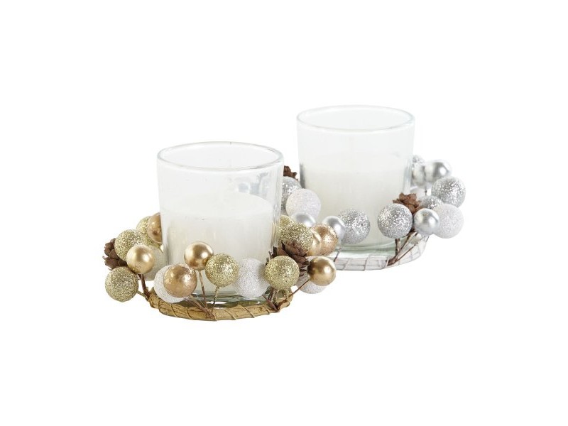 Свещ DKD Home Decor Златен Сребрист Коледа 10.5 x 10.5 x 7 cm 10,5 x 10,5 x 7 cm (4 броя)