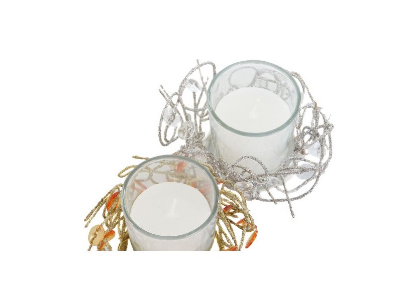 Свещ DKD Home Decor Златен Сребрист Коледа 10.5 x 10.5 x 7 cm 10,5 x 10,5 x 7 cm (4 броя)