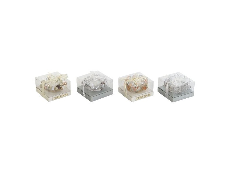 Свещ DKD Home Decor Златен Сребрист Коледа 10.5 x 10.5 x 7 cm 10,5 x 10,5 x 7 cm (4 броя)