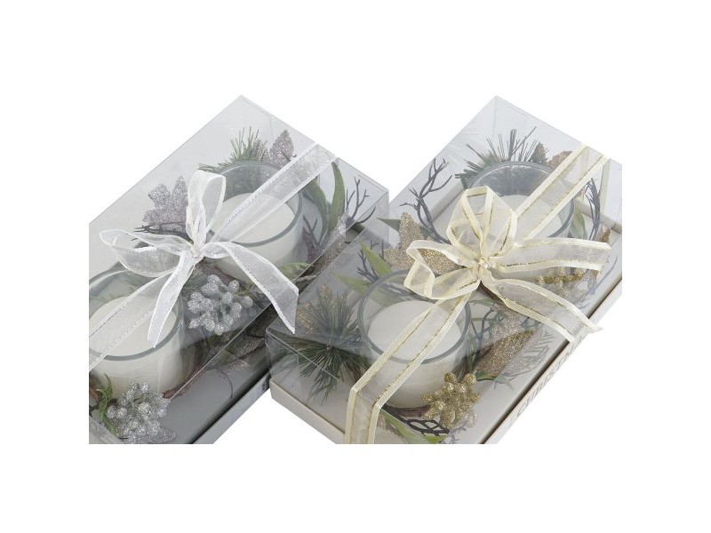 Комплект Свещи DKD Home Decor Златен Сребрист Коледа 10 x 10 x 7 cm (2 броя)
