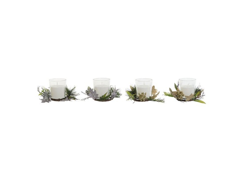 Комплект Свещи DKD Home Decor Златен Сребрист Коледа 10 x 10 x 7 cm (2 броя)