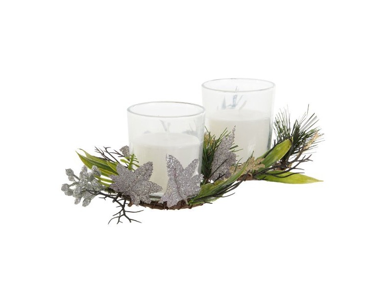 Комплект Свещи DKD Home Decor Златен Сребрист Коледа 10 x 10 x 7 cm (2 броя)