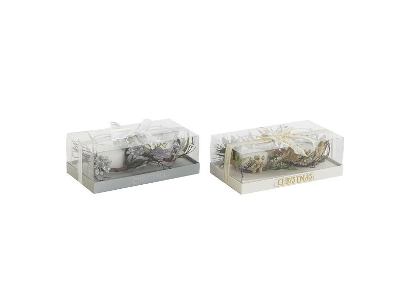Комплект Свещи DKD Home Decor Златен Сребрист Коледа 10 x 10 x 7 cm (2 броя)