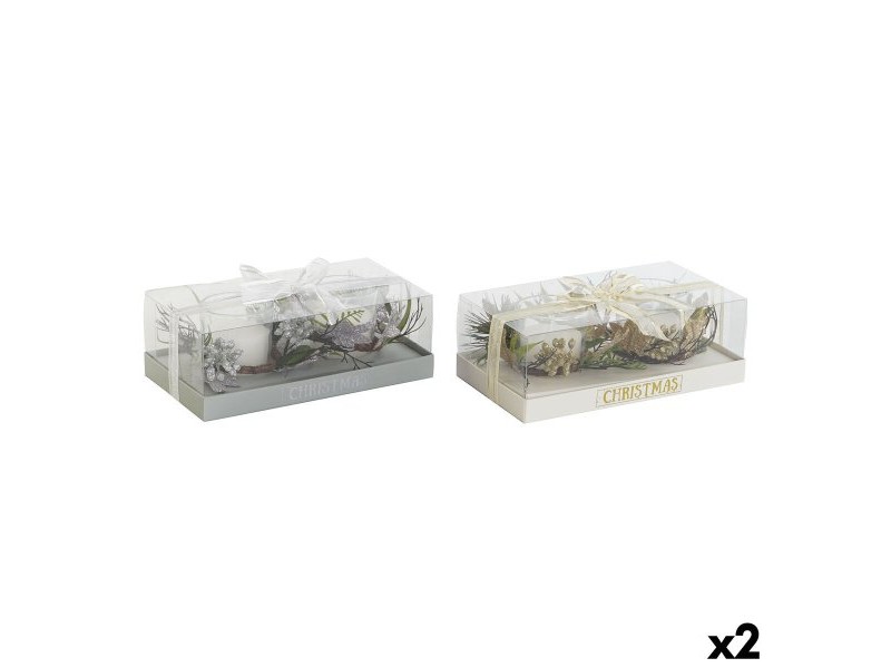 Комплект Свещи DKD Home Decor Златен Сребрист Коледа 10 x 10 x 7 cm (2 броя)