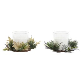Свещ DKD Home Decor Златен Сребрист Коледа 15 x 15 x 5 cm (2 броя)