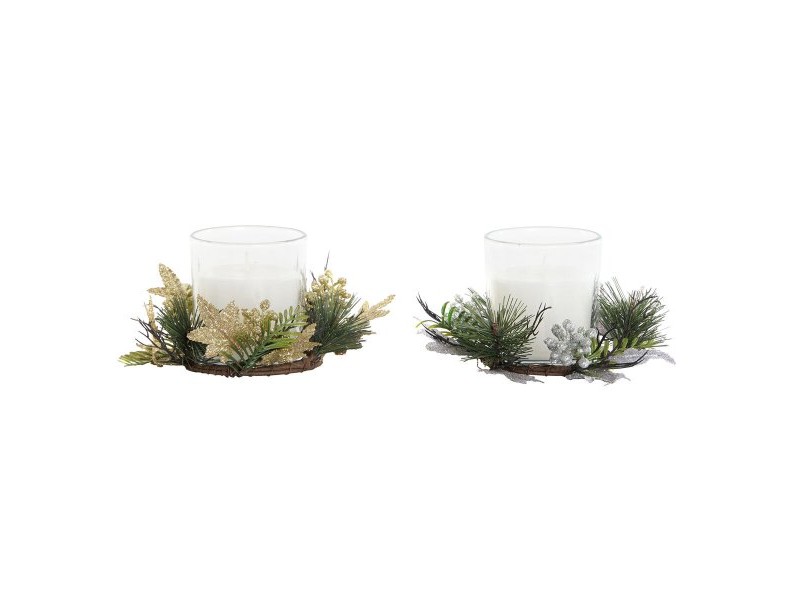 Свещ DKD Home Decor Златен Сребрист Коледа 15 x 15 x 5 cm (2 броя)
