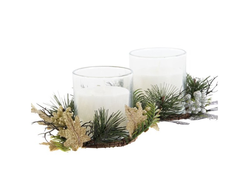 Свещ DKD Home Decor Златен Сребрист Коледа 15 x 15 x 5 cm (2 броя)