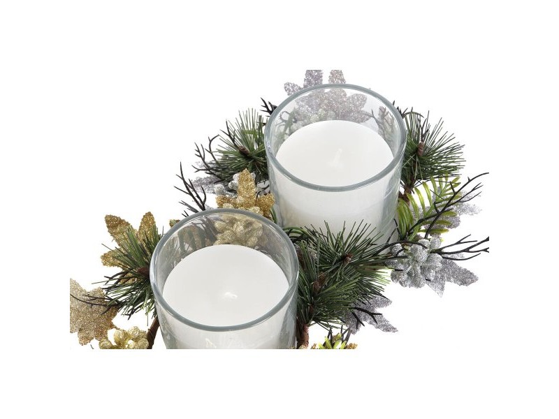 Свещ DKD Home Decor Златен Сребрист Коледа 15 x 15 x 5 cm (2 броя)