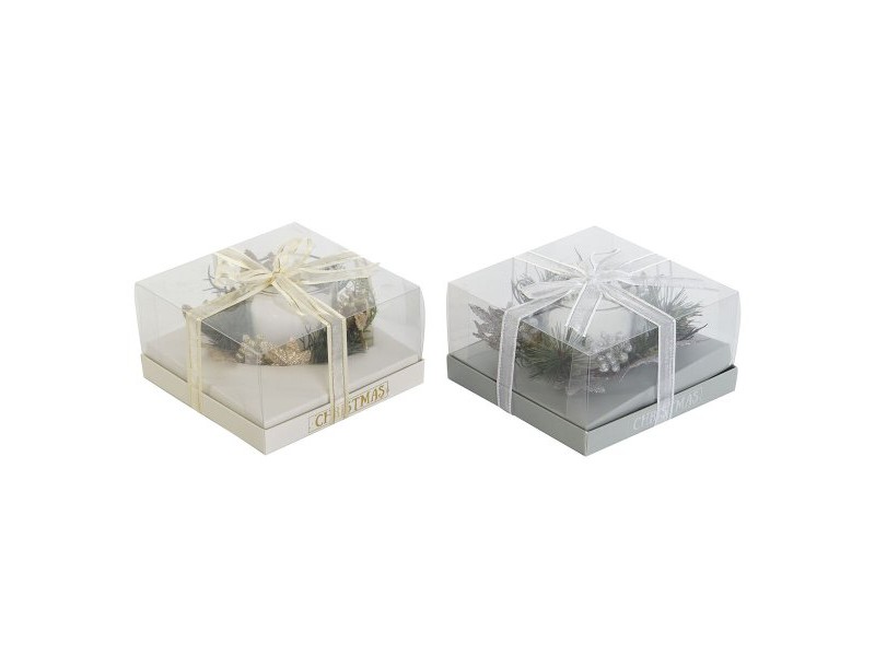 Свещ DKD Home Decor Златен Сребрист Коледа 15 x 15 x 5 cm (2 броя)