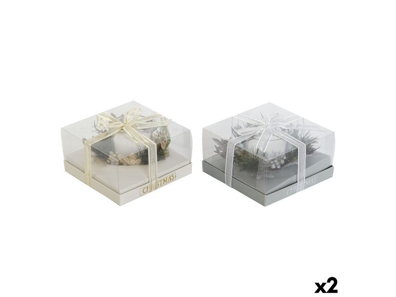 Свещ DKD Home Decor Златен Сребрист Коледа 15 x 15 x 5 cm (2 броя)