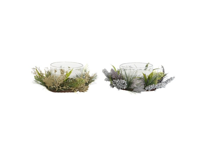 Свещ DKD Home Decor Златен Сребрист Коледа 21,5 x 21,5 x 8,5 cm (2 броя)