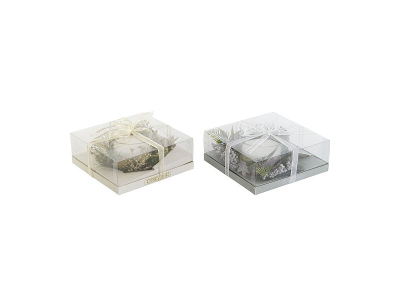 Свещ DKD Home Decor Златен Сребрист Коледа 21,5 x 21,5 x 8,5 cm (2 броя)
