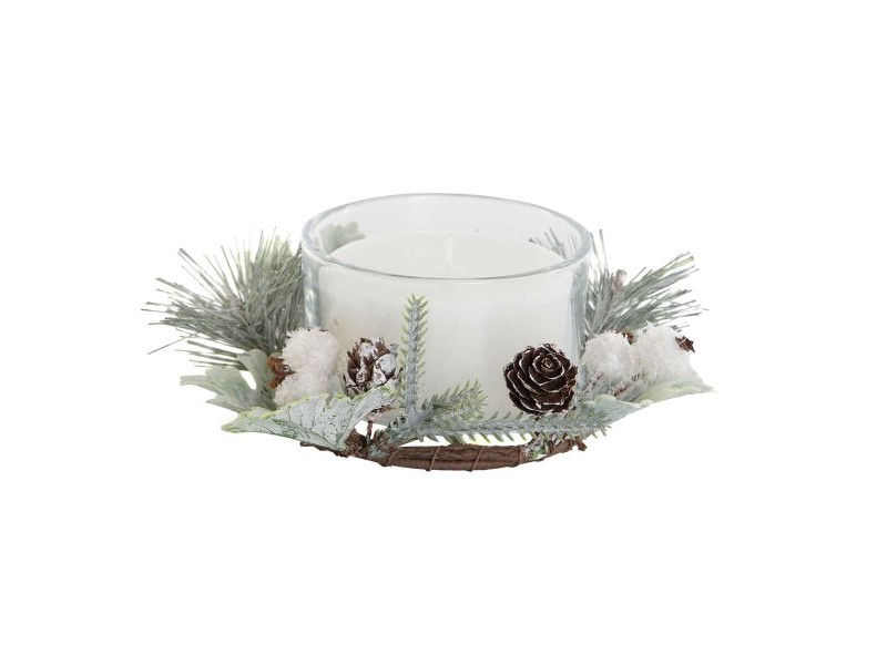 Свещ DKD Home Decor Бял Коледа 15 x 15 x 5.5 cm 13 x 13 x 5,5 cm Свещ DKD Home Decor Бял Коледа 15 x 15 x 5.5 cm 13 x 13 x 5,5 cm